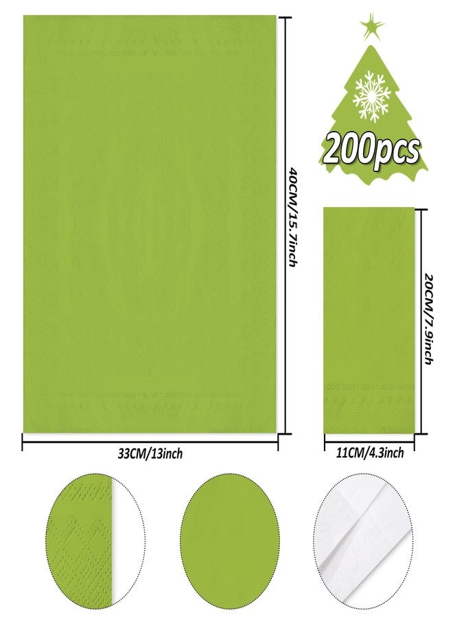 Whaline 200 Pcs Christmas Paper Guest Napkins Lime Green Disposable Dinner Napkins Xmas Decorative Hand Napkin Towel for Winter Kitchen Bathroom Holiday Party Table Decor - Image 2